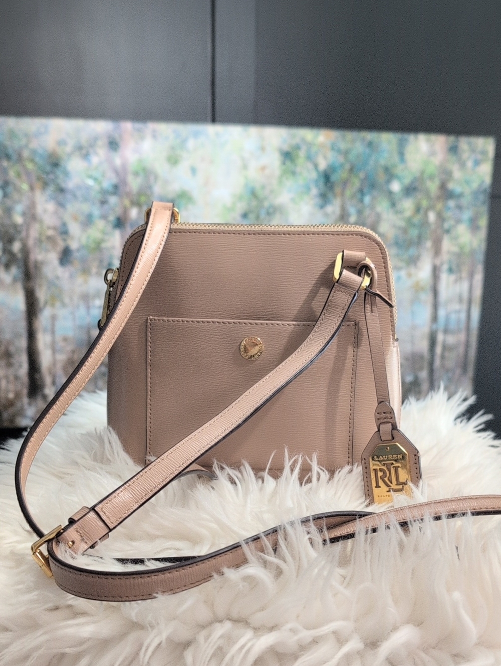 Ralph Lauren Tan Crossbody Bag with RL Tag